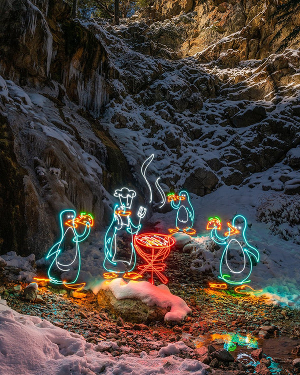 Penguins Eating Tacos Print