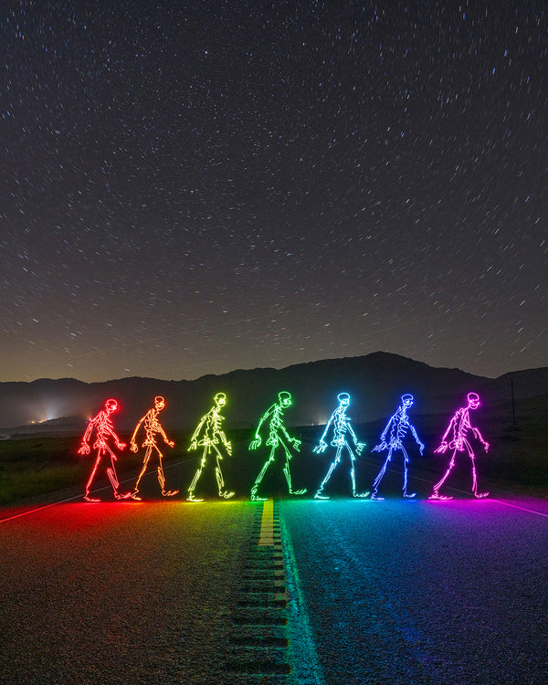 Rainbow Road Skeletons Print