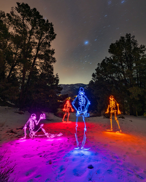 Snowy Glowy Skeletons Print