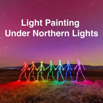 Light Painting under the Northern Lights