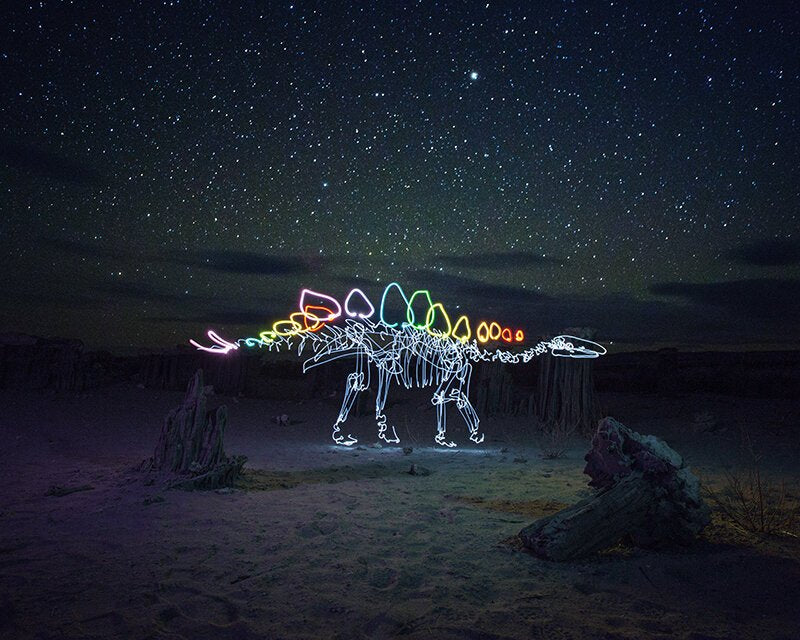 Stegosaurus in Space – Dinosaur Light Painting Print | Dariustwin