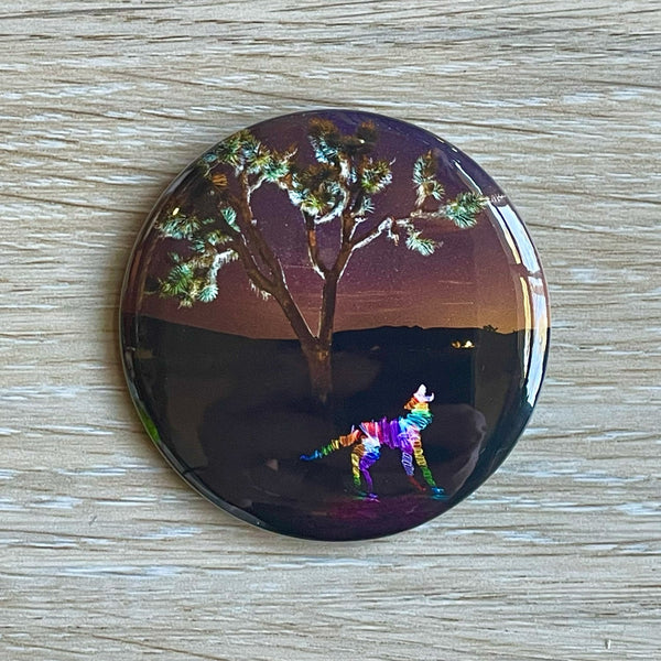 Neon Coyote Magnet or Button