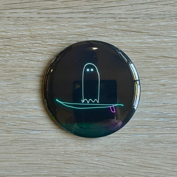 Surfing Ghost Magnet or Button