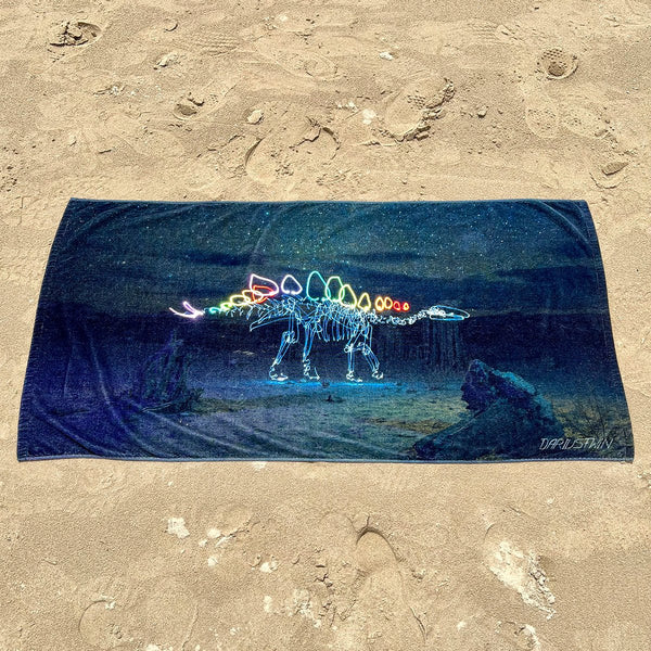 Stegosaurus in Space Beach Towel